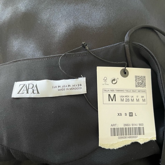 ZARA NWT! Black Satiny Flowy Waterfall Lined Camisole Tank Top Sz M NEW! - Picture 6 of 7